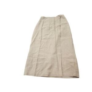 Vintage Outfit JPR Petites 100% Linen Beife Tan Wrap Mini Skirt Size M Petite